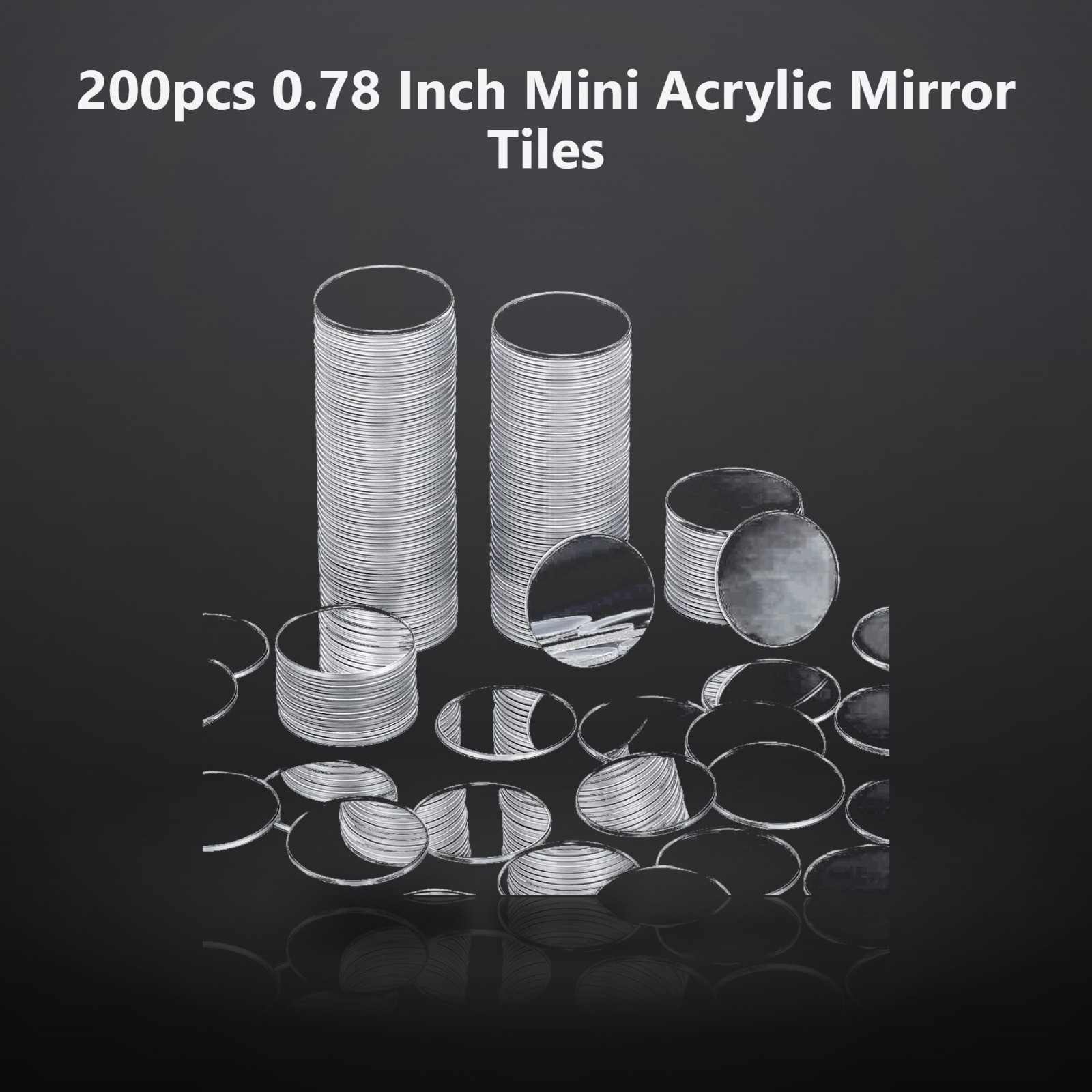 200pcs 0.78 Inch Mini Acrylic Mirror Tiles Craft Mirrors Flat Round Self-Adhe…