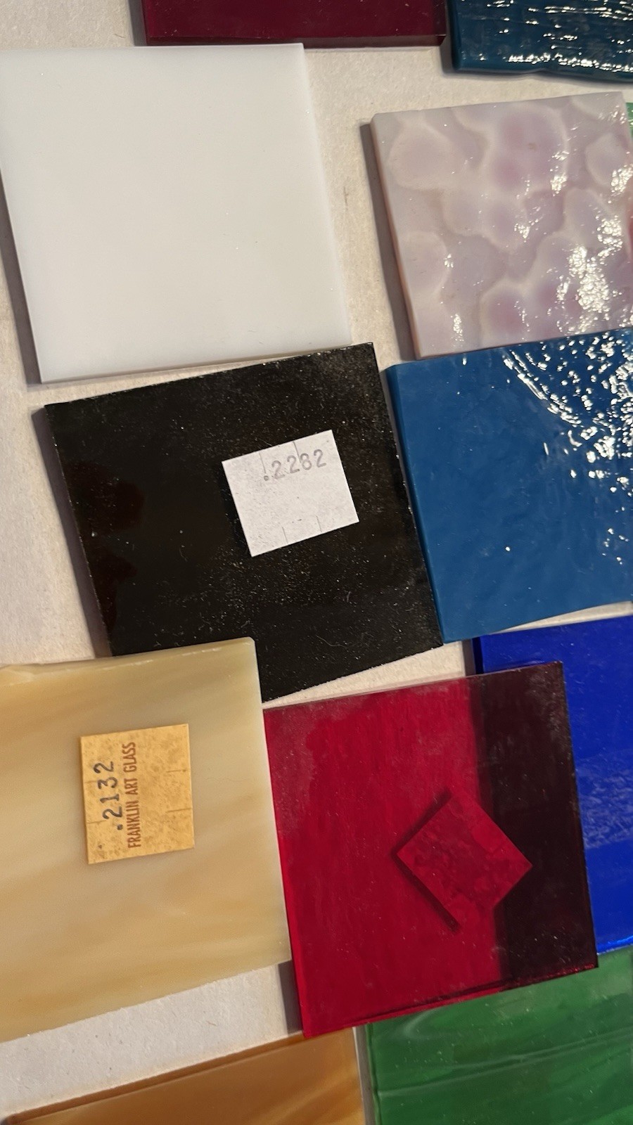 Vtg Stained Glass Lot of 156 Spectrum Sample Mosaic Franklin Art 2” Pieces 5+lbs