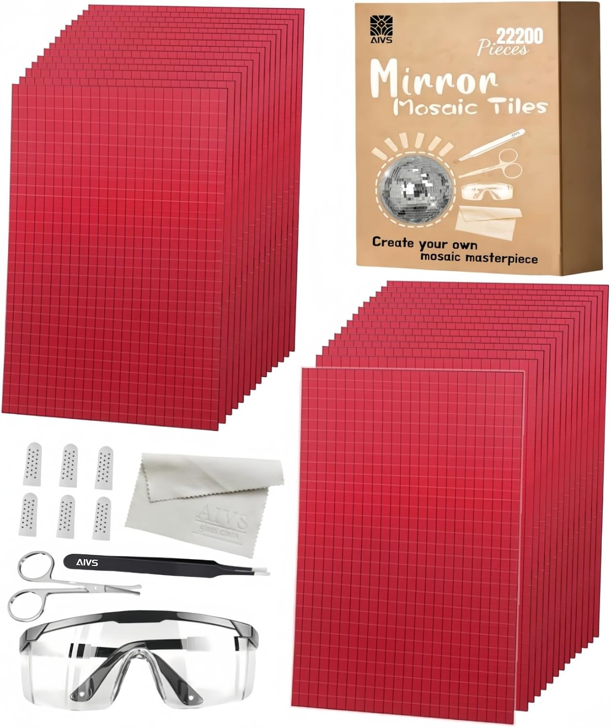 Self Adhesive Mirror Mosaic Tiles -22200 PCS 4X4 Mm Glass Disco Mirror Tiles for
