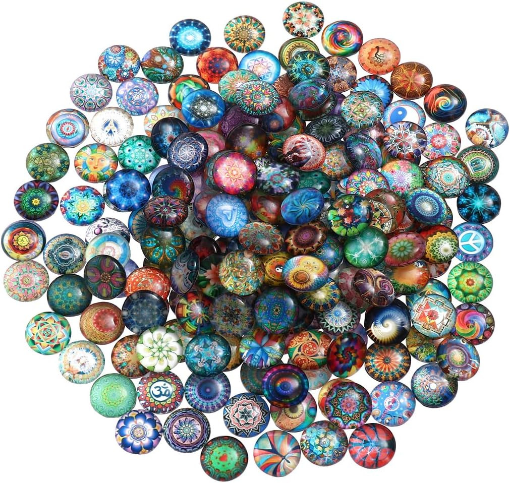 200Pcs 12Mm Mixed round Mosaic Tiles for Crafts Glass Mosaic Supplies Flat Marbl