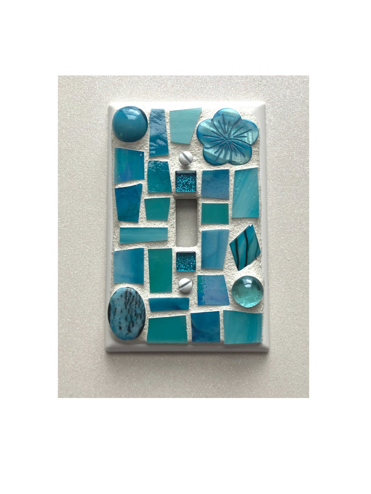 Mosaic Turquoise/Aqua Single Light Switch Plate – Stained Glass