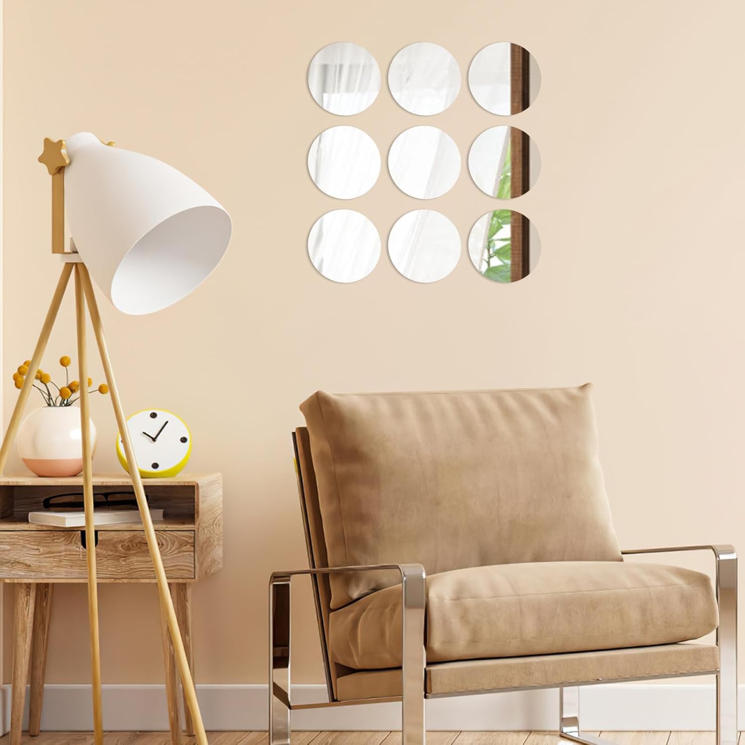 Suwimut Set of 40 Glass Mirror Tiles, 5 Inch Round 5″L x 5″W x 0.07″H,