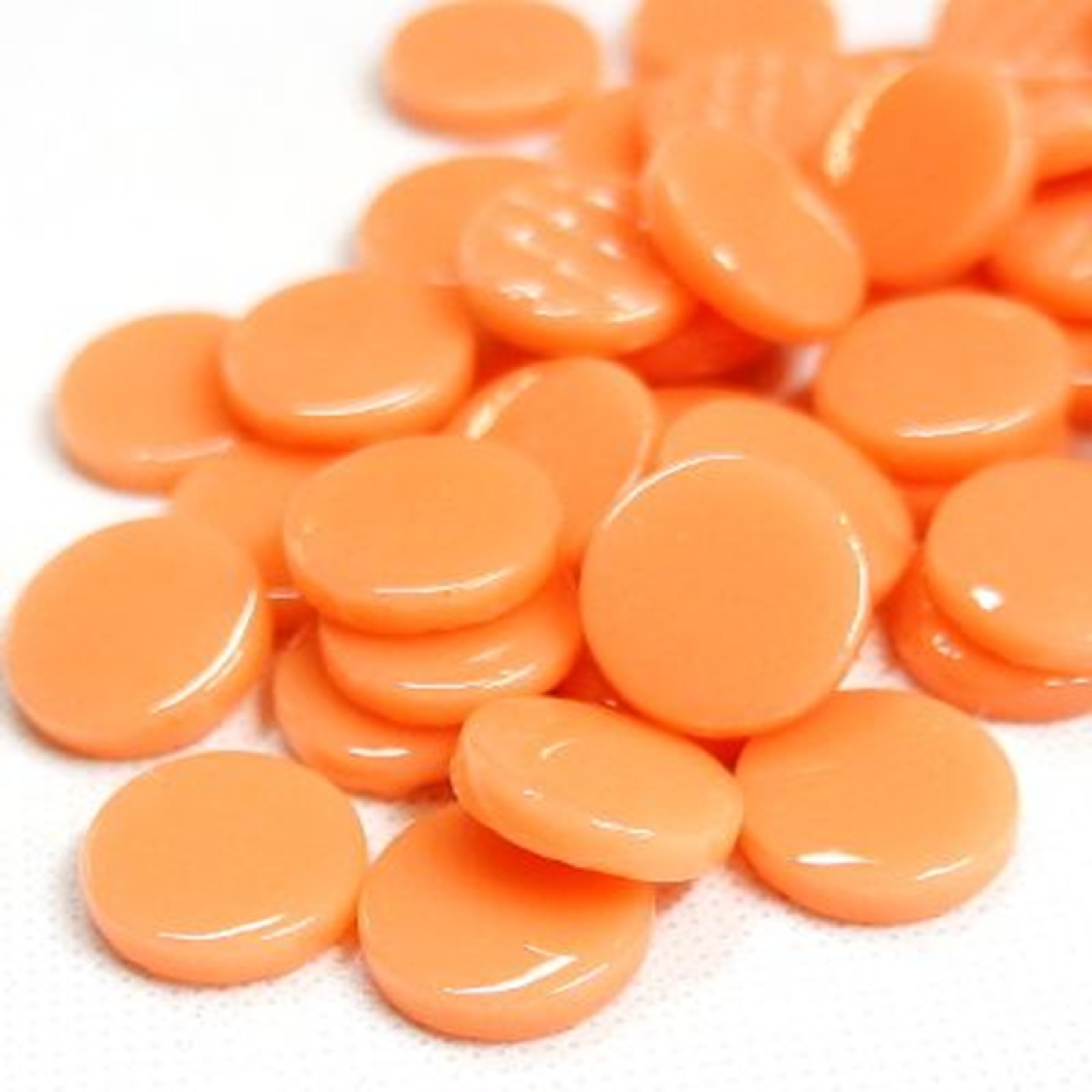 Apricot 18 mm Recycled Glossy Round Glass Mosaic Tile Pieces – 25 tiles
