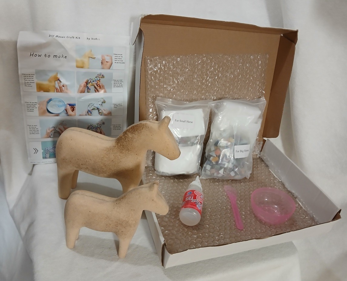 Composite Sculpture Lg & Sm Horse Figures Mosaic Craft Kit DIY Art Decor NEW