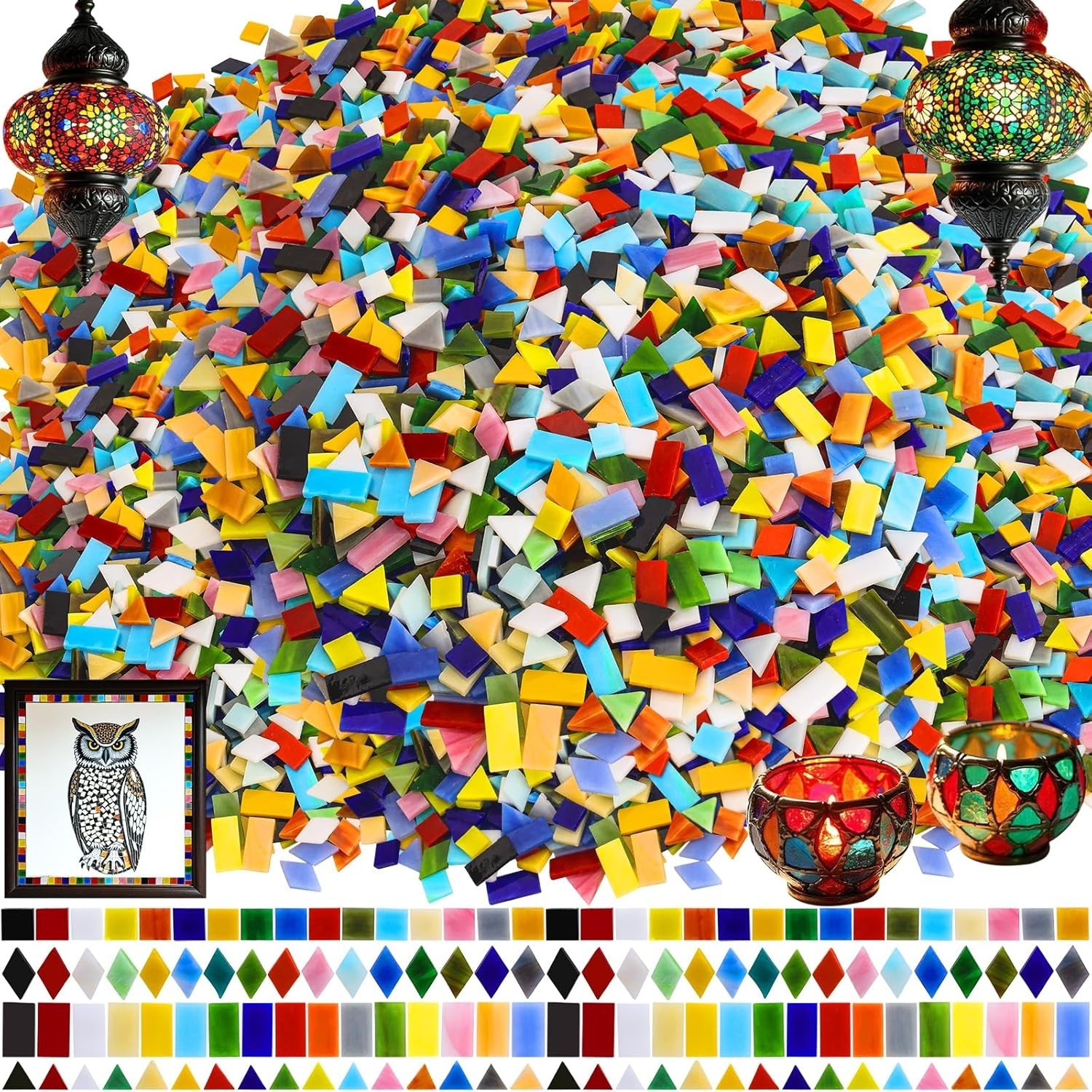 Craft 1600 Pcs Colorful Glass Mosaic Tiles – Perfect for DIY Enthusiasts