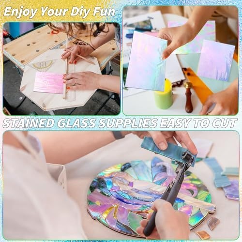 36 Sheets Opaque Stained Glass Variety Pack, 4×6 Inch Mosaic Tiles for Crafts
