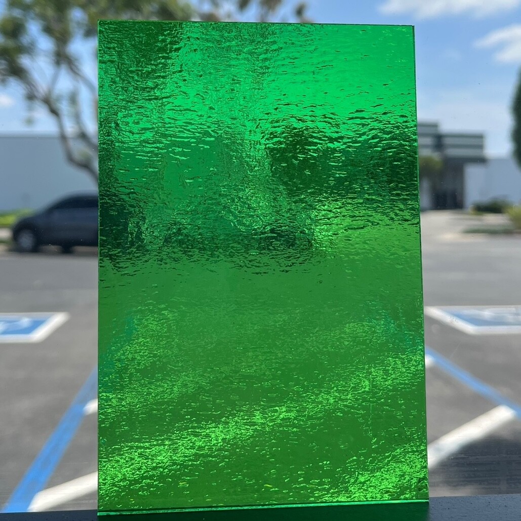 2 Pack Garden Green Transparent COE 96 Fusible Glass Sheets / Mosaic Squares