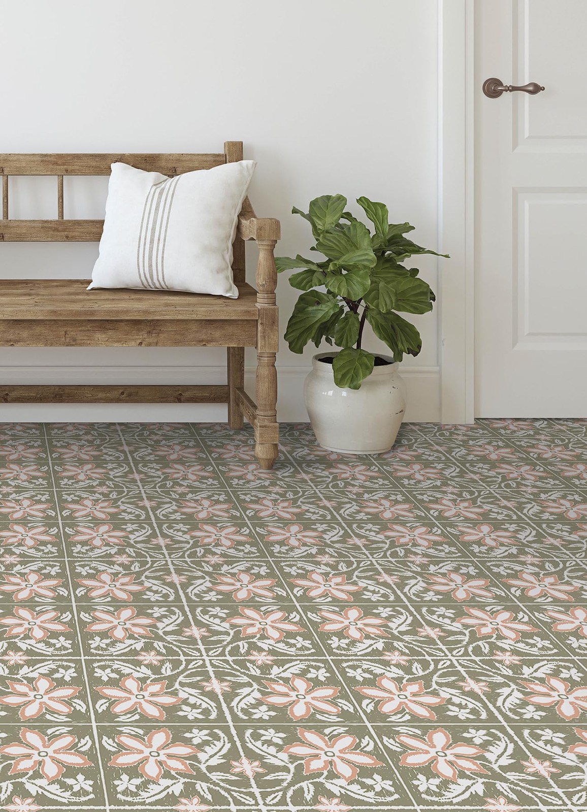 FP6303 Lillium Green Peel and Stick Floor Tiles 12×12 Inch Self Adhesive