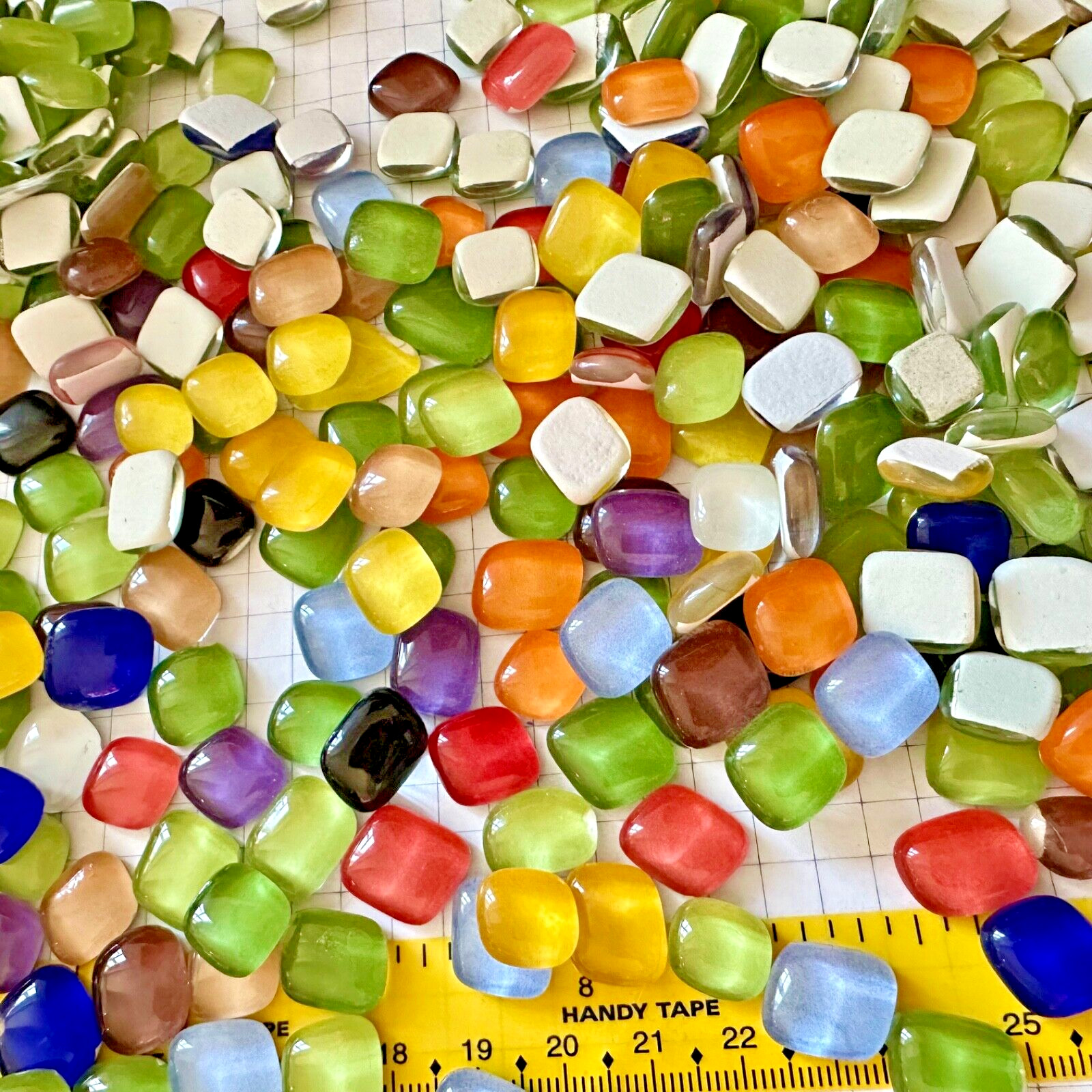 Tiles, Mosaic, GLASS, PEBBLES,2.32 lbs, irregular shaped, Multi color, HUGE LOT