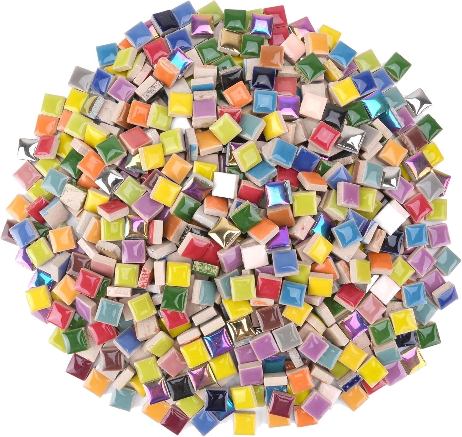2.2LB Mini Ceramic Square Tiles for Mosaic, Colored Mosaic Ceramic Tiles, 12Mm X