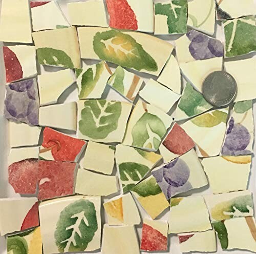 Broken China Mosaic Tile Arts and Craft Supplies – Yellow Fruit Tile B909