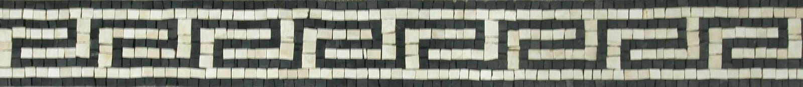 Greek Keys Black Creme Border Skirting Floor Wall Marble Mosaic