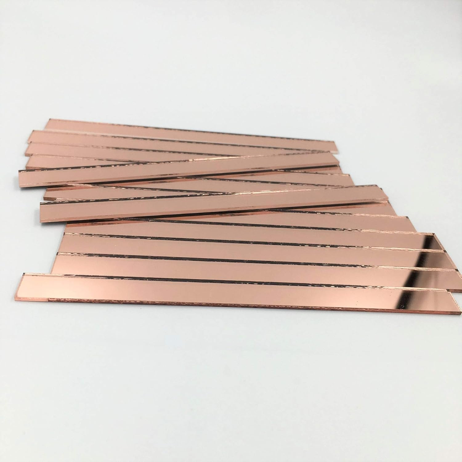 3/8″ X 5″ Glass Mosaic Rectangles Rose Gold Mirror Mosaic Tiles (Pack of 50)