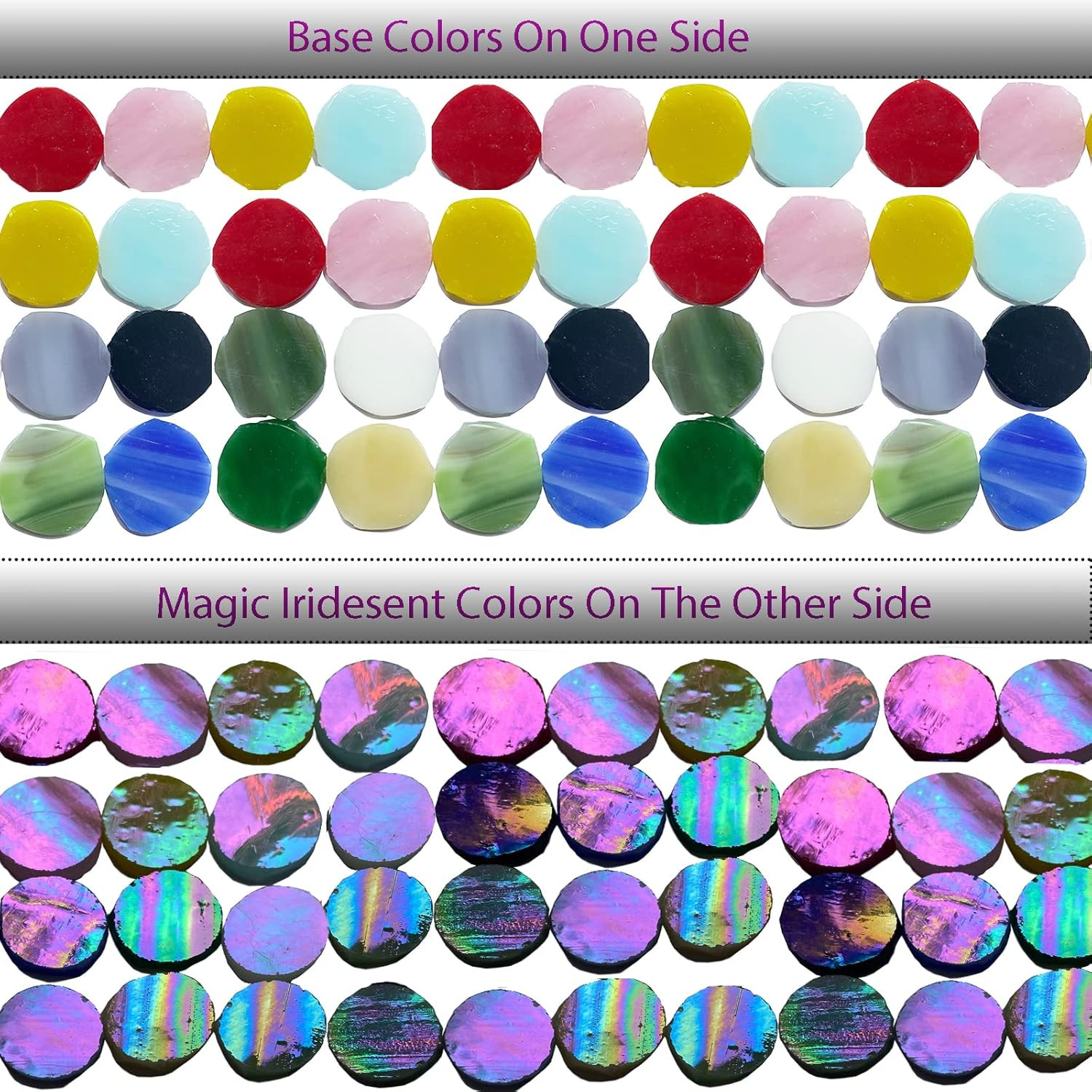4/5″ Magic Iridescent round Circle Glass Mosaic Tiles for Crafts 125 Pieces, Sta