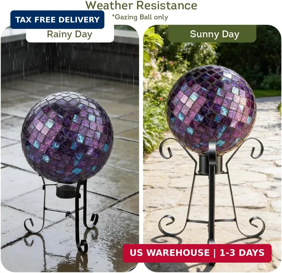 Lily’s Home Colorful Mosaic Glass Gazing Ball, Designed with a Stunning Holograp