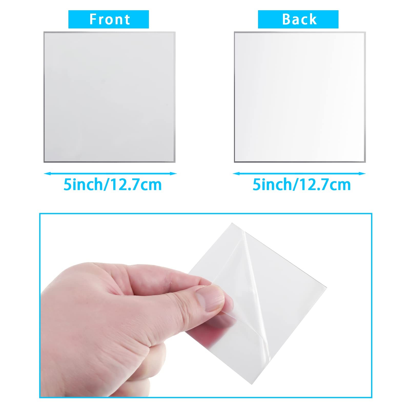 25 PCS Mini Size Acrylic Square Mirror Adhesive Tiles For Crafts 5 Inch Set