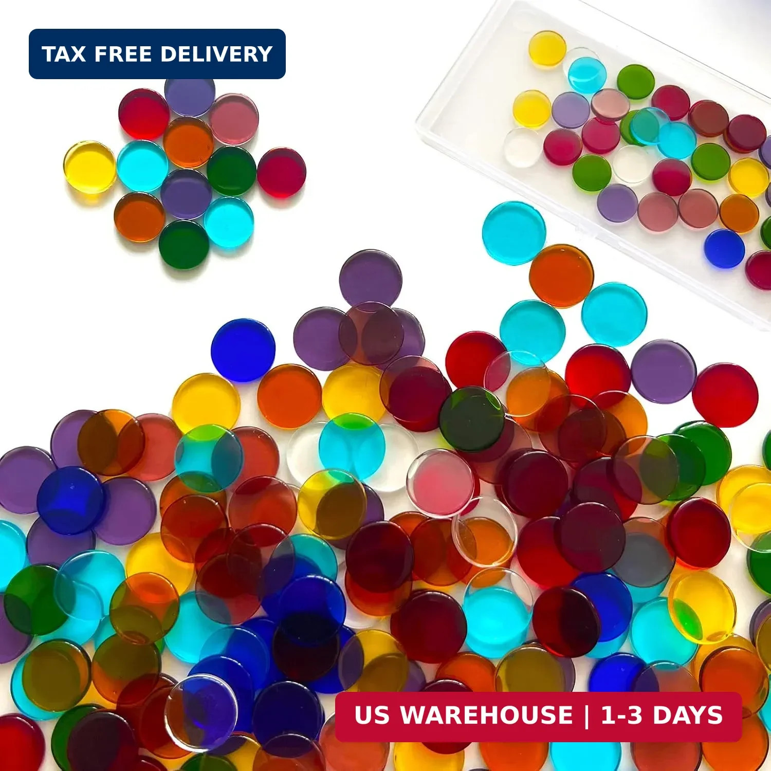 220 Pieces Stained Crystal Glass Gems Mosaic Tiles for Crafts, Round Flat Glass