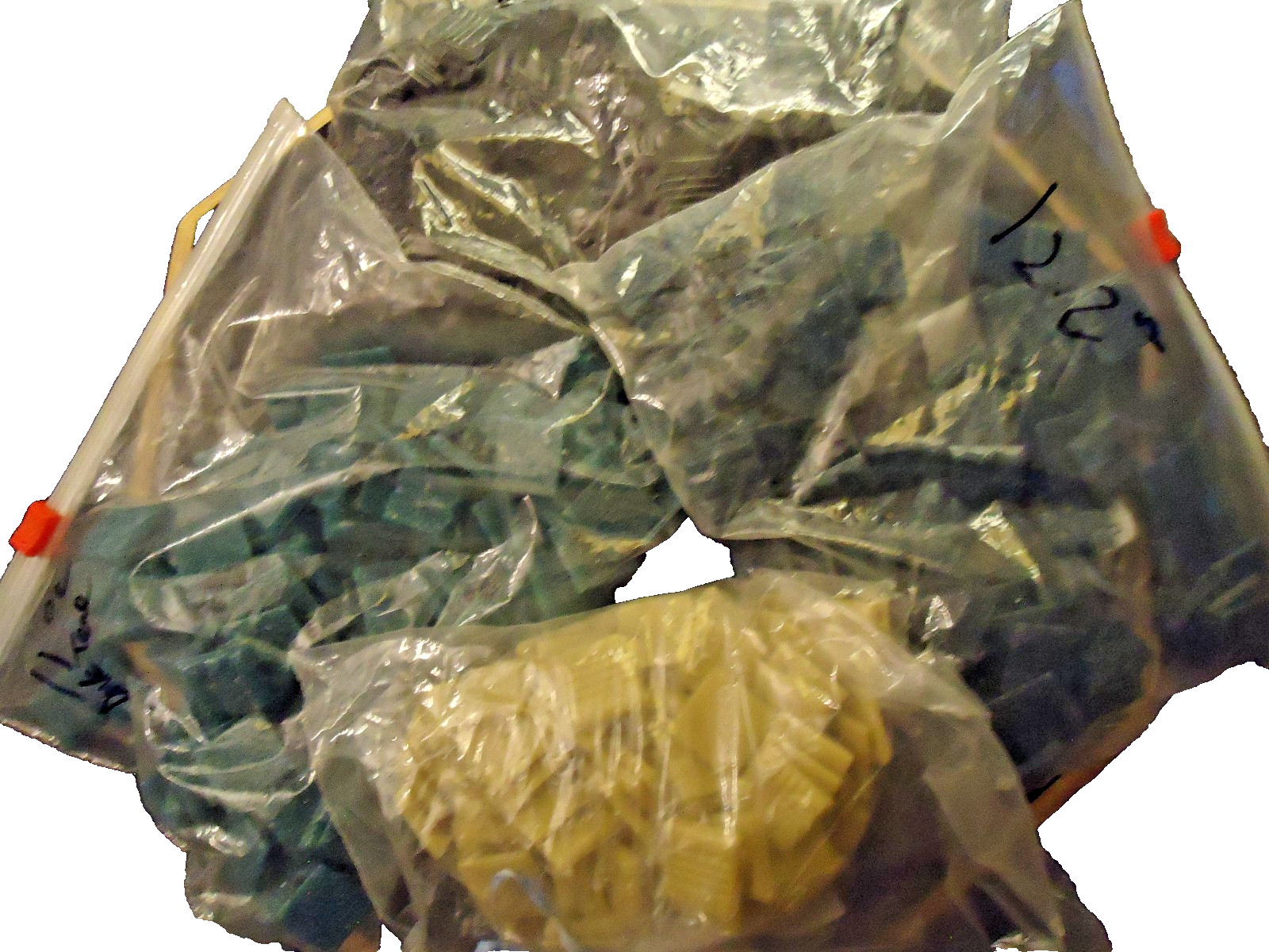 3lb(approx) Ivory/Black/Blue/Teal Glass Mosaic Tile Lot – ¾x¾ Inch