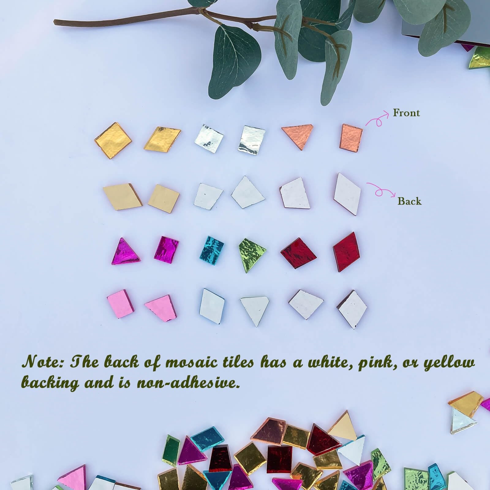 LITMIND 1.1LB Mixed Colors Irregular Glass Mosaic 0.5 ~ 1.5 inch, Color