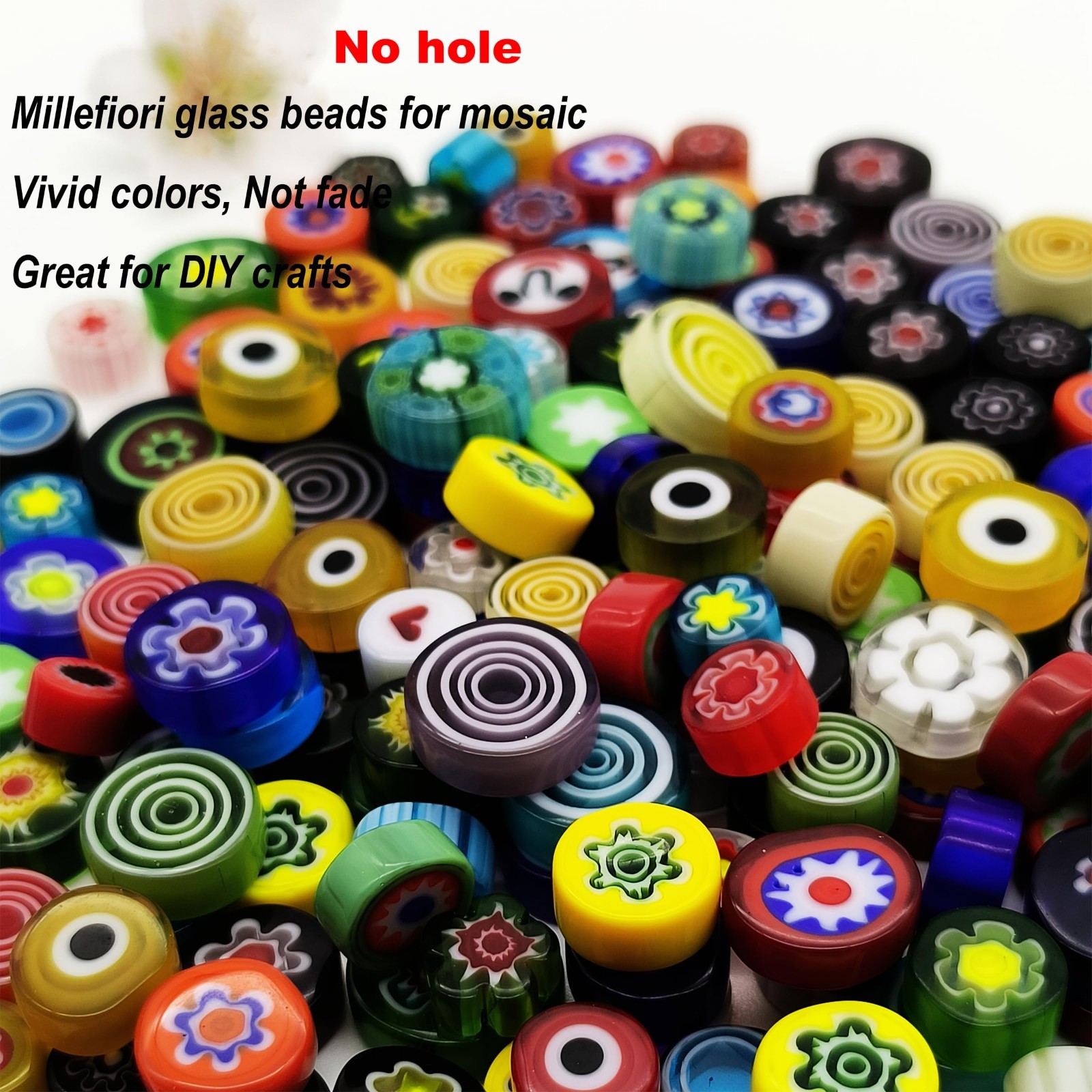 Mosaic Tiles for Crafts – Flat Glass Millefiori Assorted Flower Pieces, DIY Kits