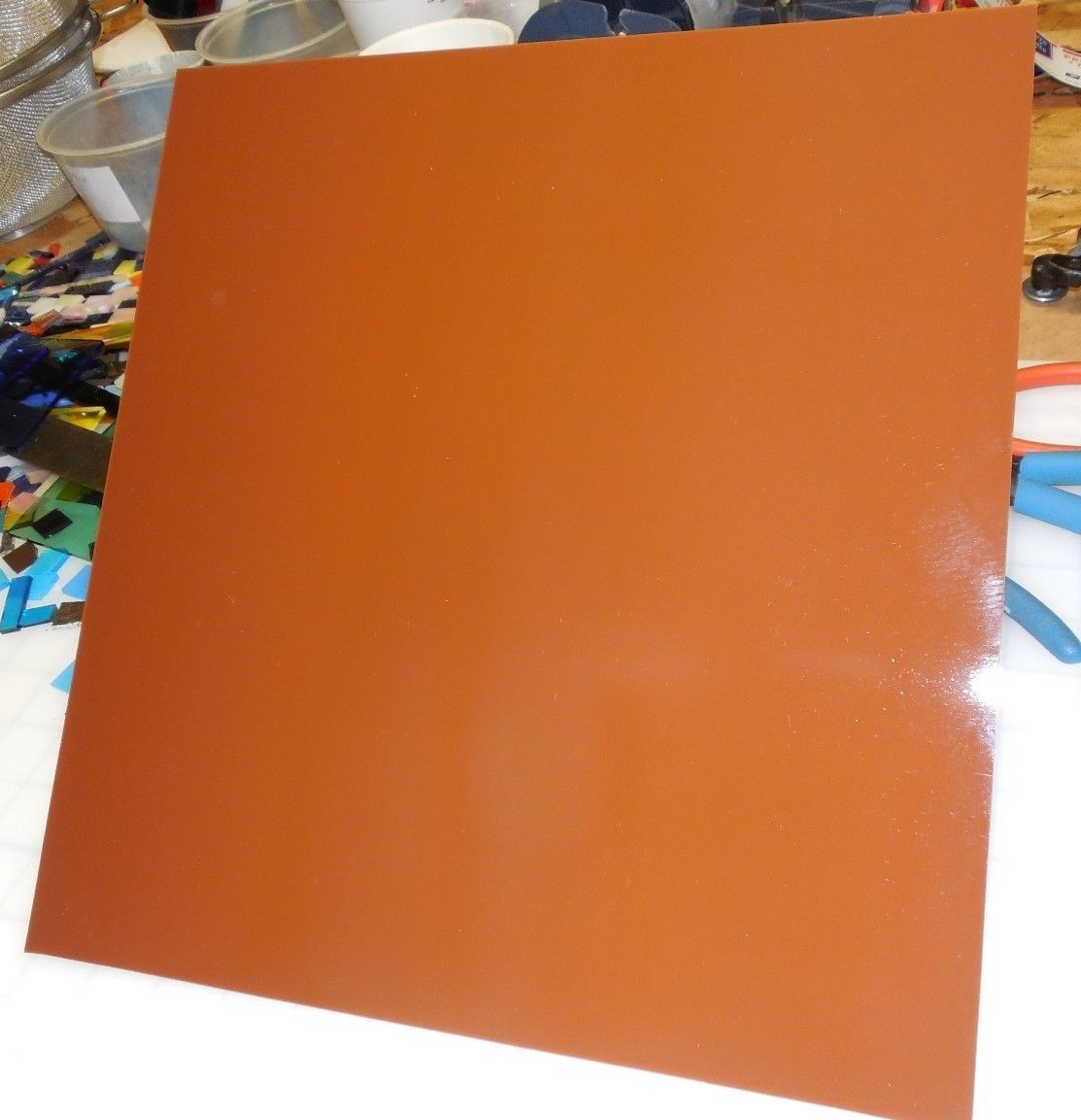 Chocolate Milk Brown Fusing COE 96 Stained Glass 4X7 SHEET or 110 1/2X1/2 TILES