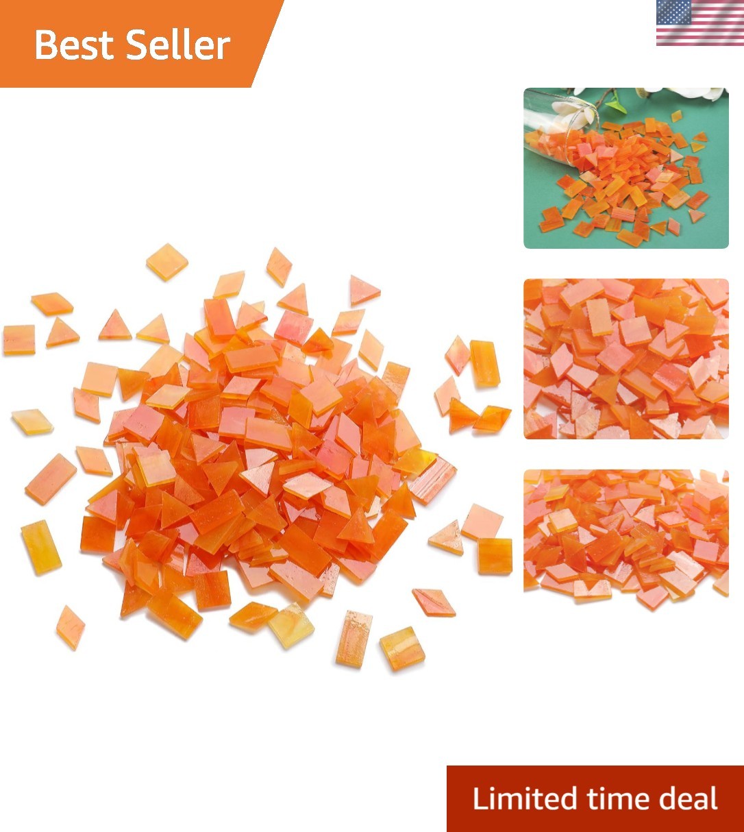 Mixed Shapes Glass Mosaic Tiles – 200 Pre-Cut Stained Glass Pieces for Crafts