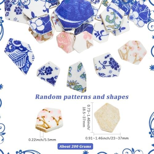 1 Box 200G Broken Porcelain Tiles Irregular China Mosaic Tiles Blue and White Po