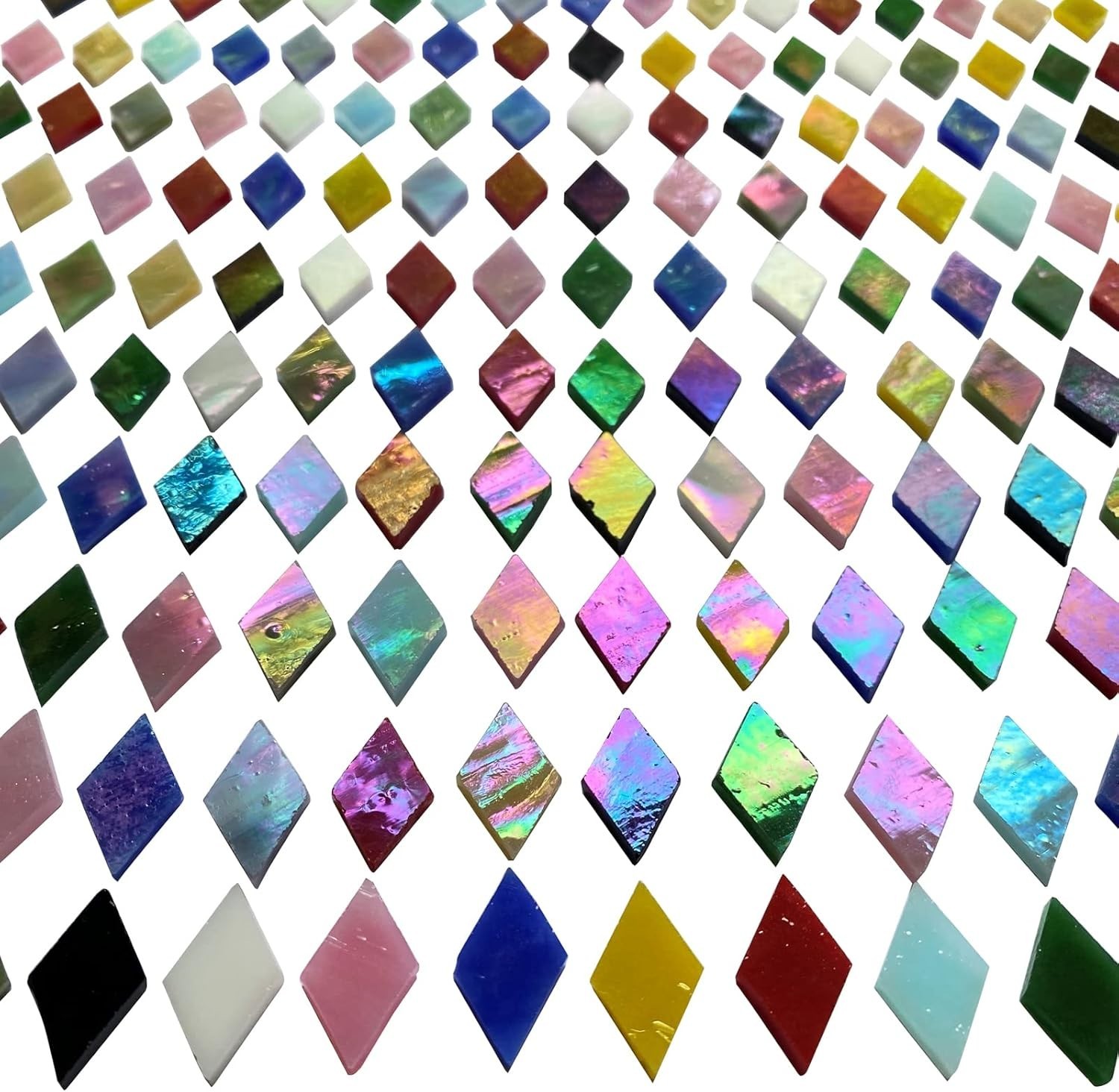 Magic Iridescent Mosaic Tiles for Crafts, 530 Pieces Colorful Stained Glass Shee