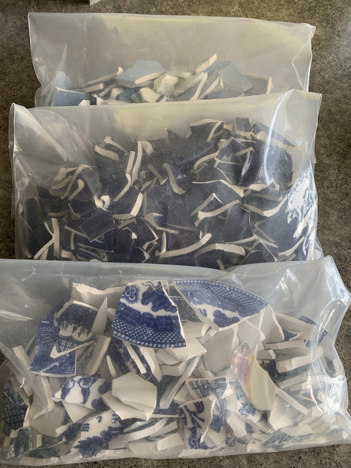 11lbs! Of Mosaic Tiles For Crafts Ect Dark Blue Light Blue And Pattern Blue