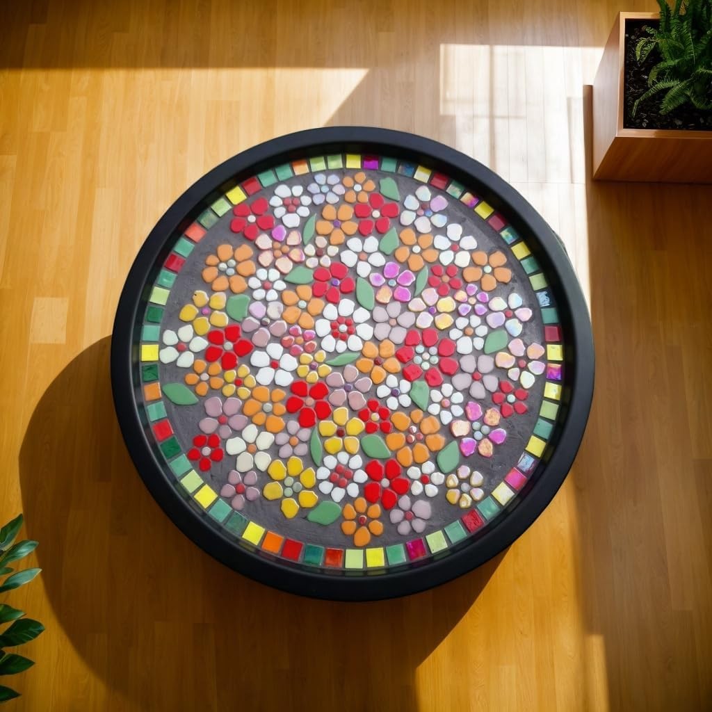 Handmade floral mosaic tiles, bulk pack, 1 lb of iridescent mosaic tile material