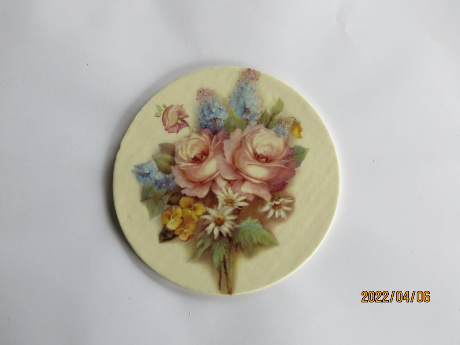 Mosaic Tiles Focal Bouquet round spray Pink art roses Garden Fired Ceramic OL20