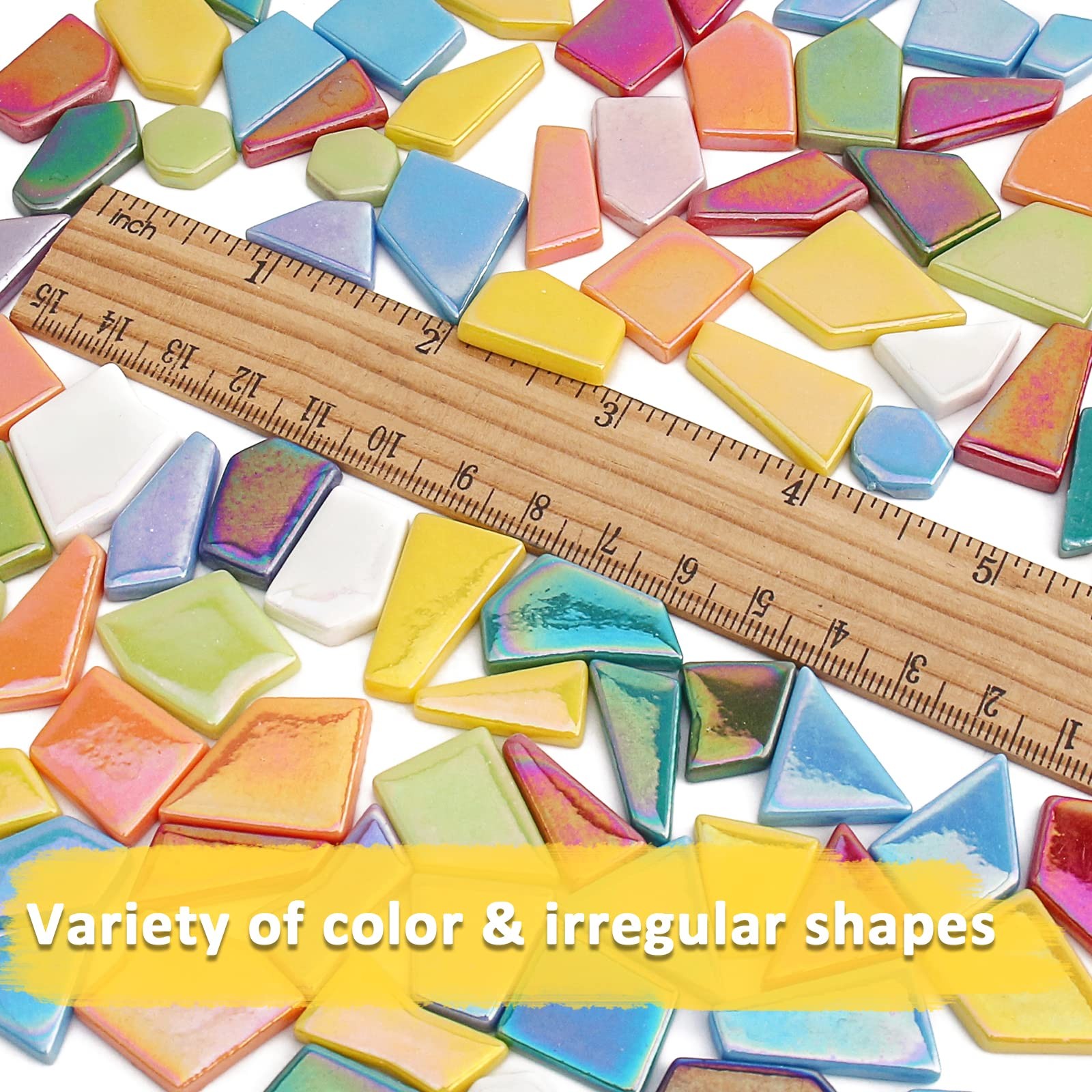 Youway Style Iridescent Glass Mosaic Tiles for Crafts Bulk,200g Broken Mosaic…