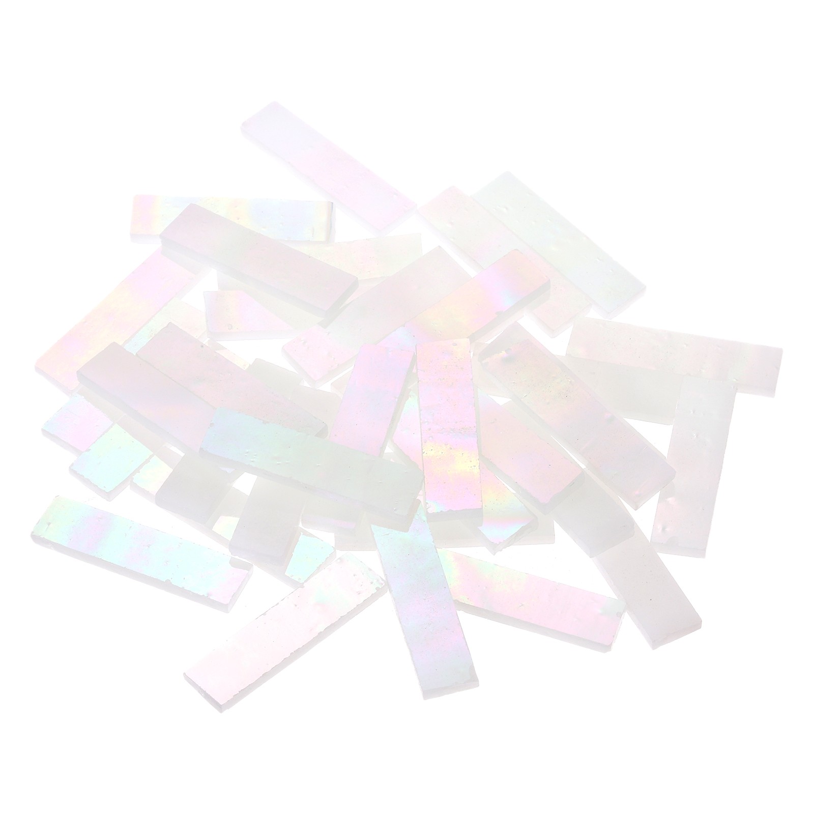 Stained Glass Strip Iridescent White Mosaic Tiles 100g/3.53 oz