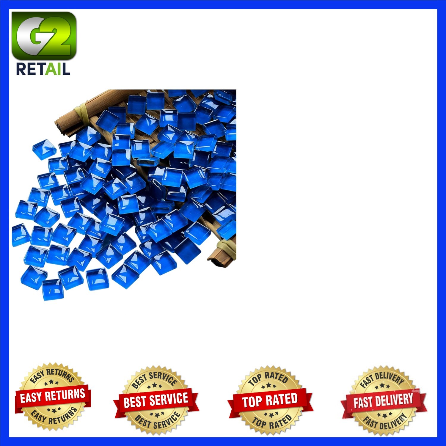 High Quality Sea Blue Square Glass Mosaic Tiles – 100 Pack for Art Creations