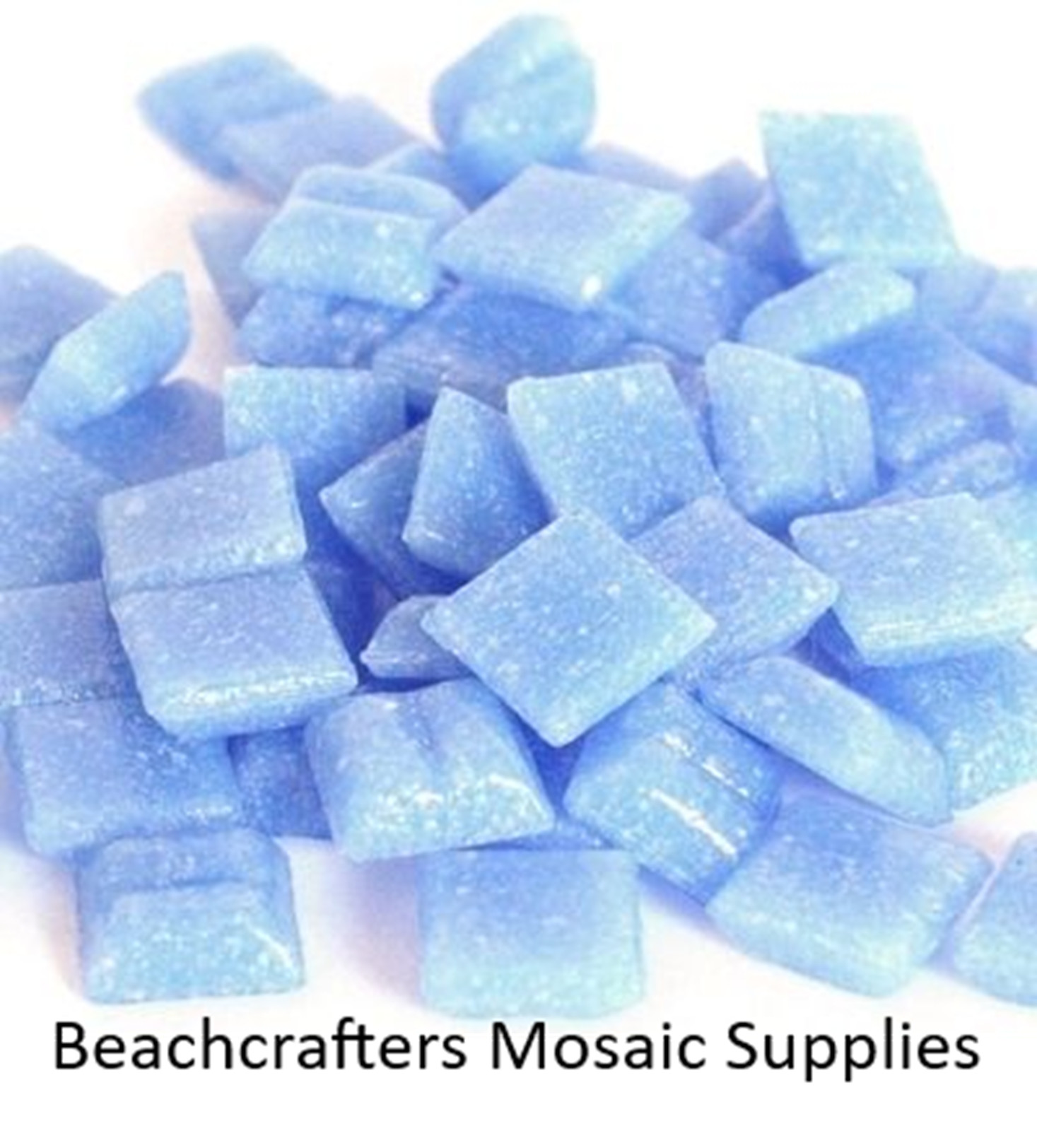 Light Blue Vitreous Glass Mosaic Tile Pieces – 100 Tiles – 3/8 inch
