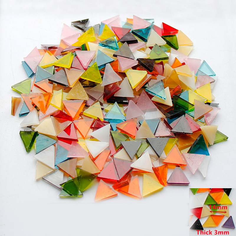 200g Colorful Bulk Mosaic Glass Tiles Triangle Shape for Painting Decoration DIY