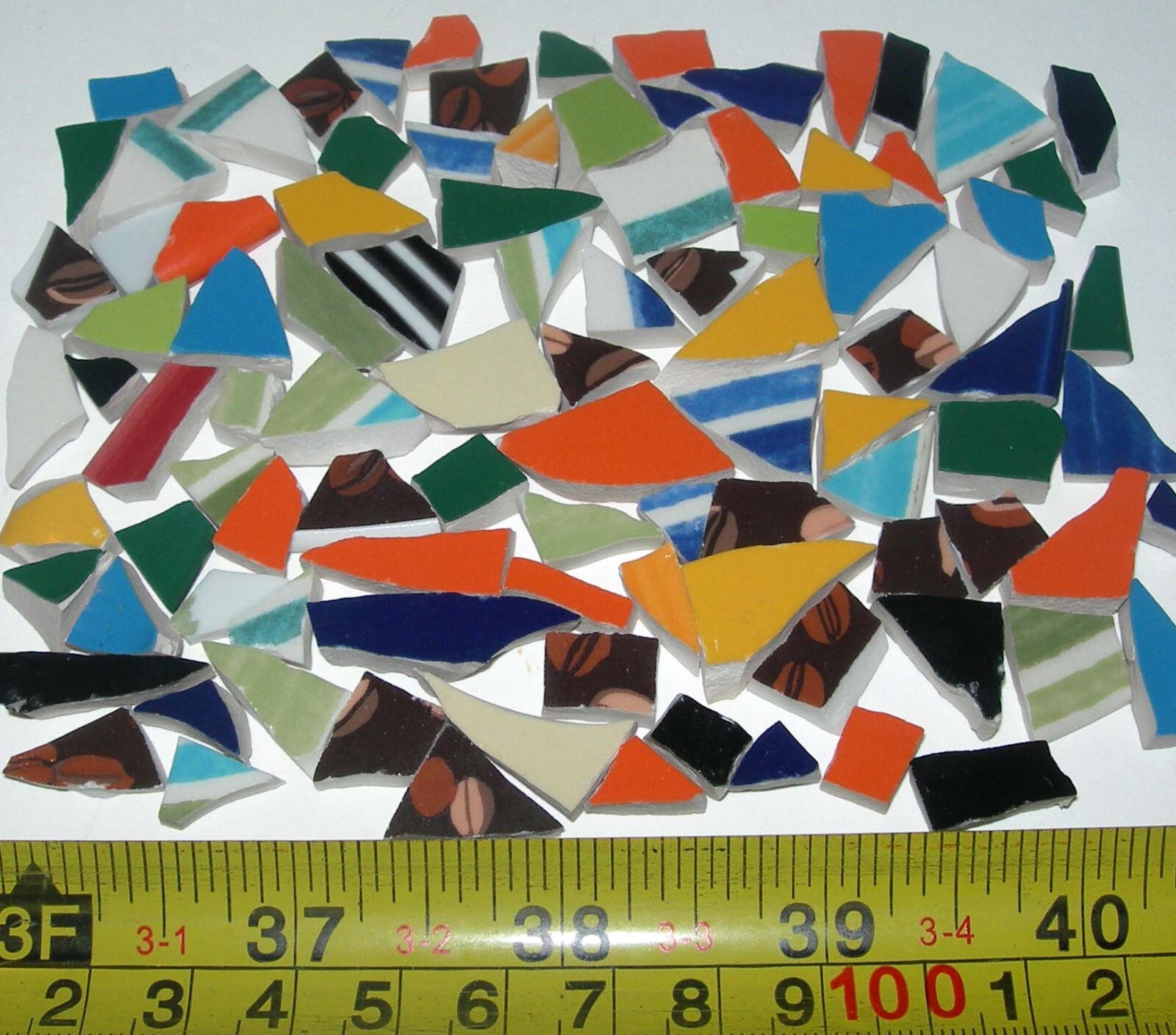 100 Pieces of Small Mixed Colors Broken China Mosaic Tiles. Irregular Shapes