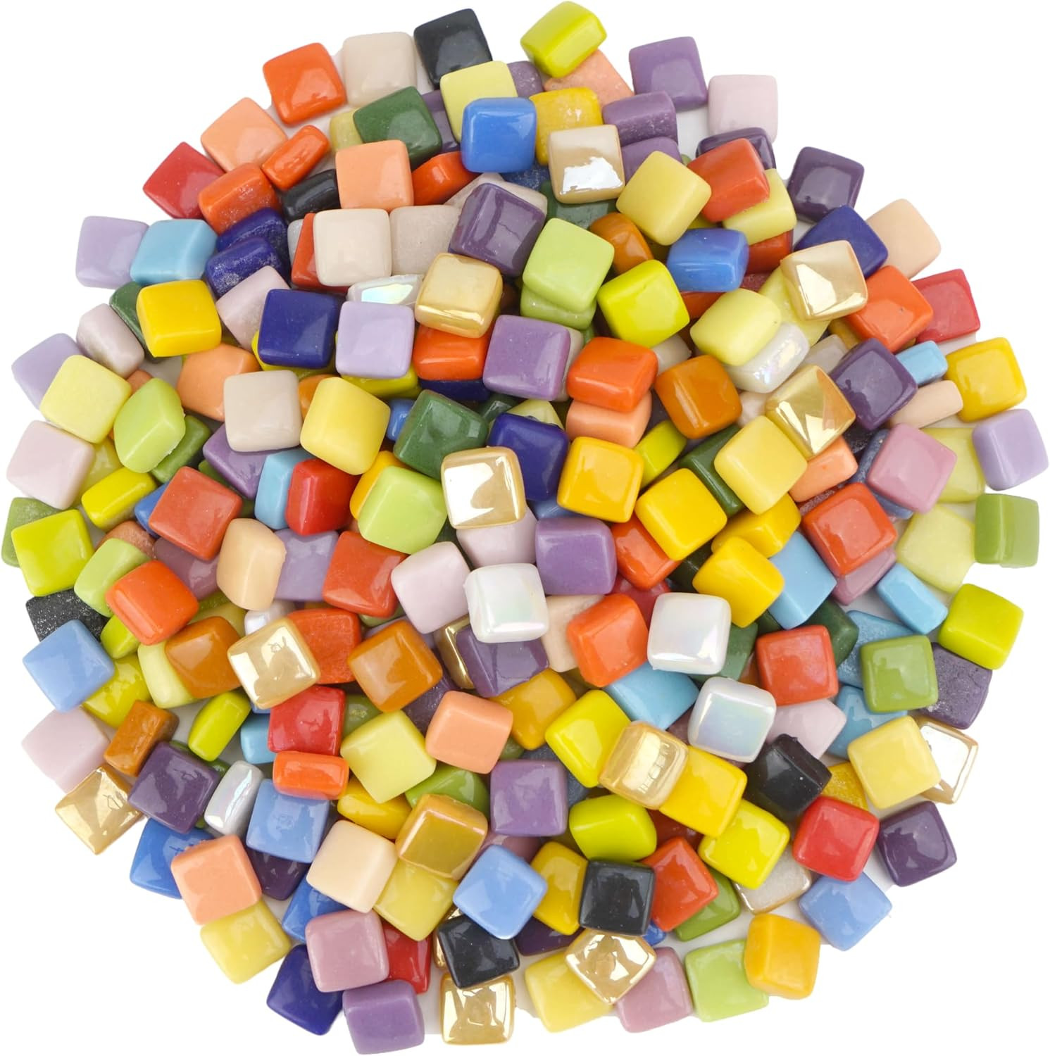 White Mosaic Tiles, 10mm Square Glass Mosaic Pieces, 300g (160 Pieces), Glass Ti