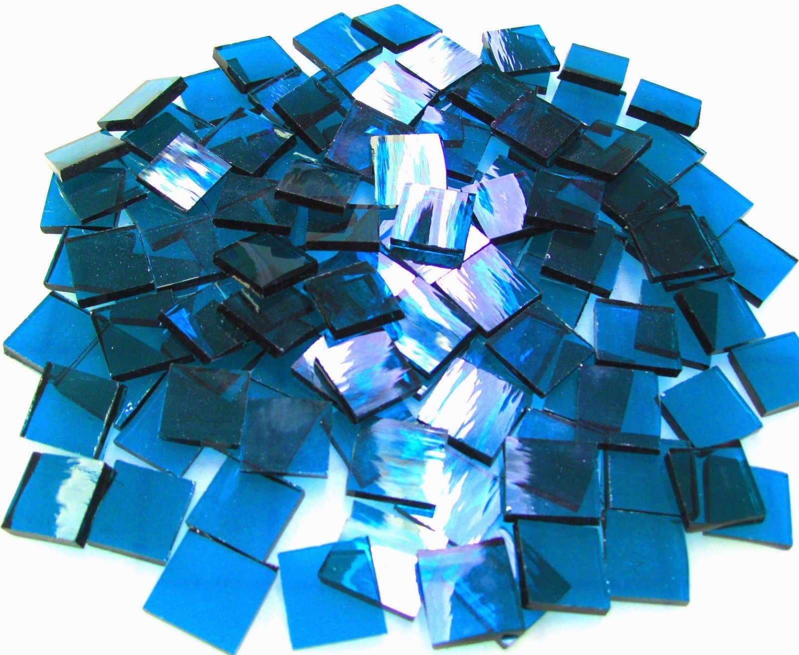 110 Mosaic Tiles 1/2″ ROYAL BLUE Waterglass Transparent Stained Glass GORGEOUS!