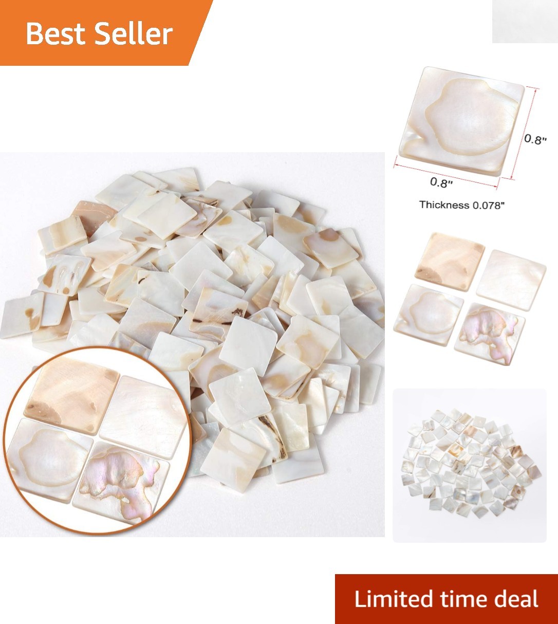 Natural Beige Mother of Pearl Mosaic Tiles – 350 Count for Stunning Crafts