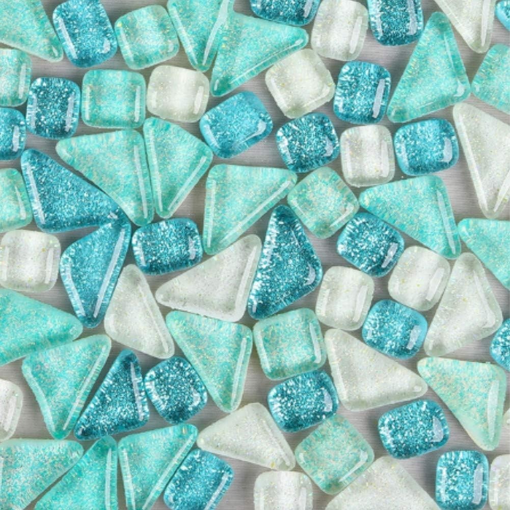 200G Mixed Color Mosaic Tiles Shine Crystal Mosaic Pieces Stained Glass Bulk Ass