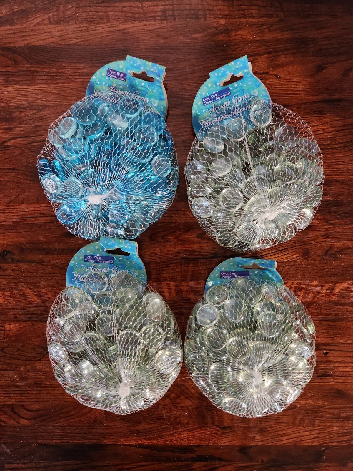 Blue Round Glass Accent Gems Flat Back Clear Lot Of 4 Crafters Square Crafting