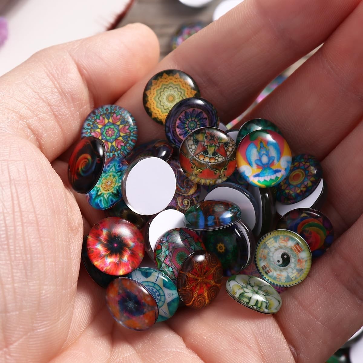 200pcs 12mm Mixed Round Mosaic Tiles for Crafts Glass Mosaic Supplies Flat Ma…