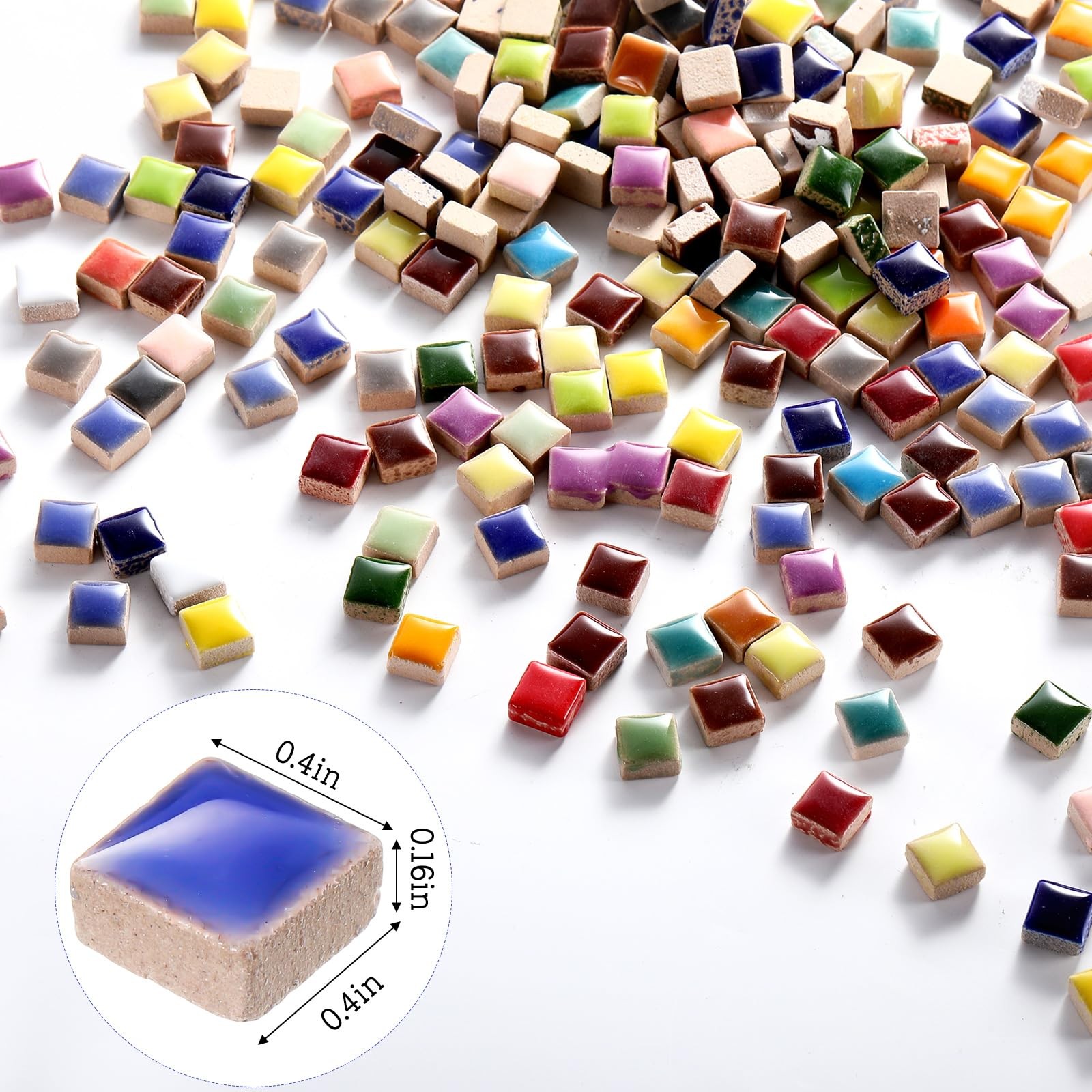 Honeydak 3.3 Lb/1500 Pcs Mosaic Tiles Square 0.4 x inches, Multicolor