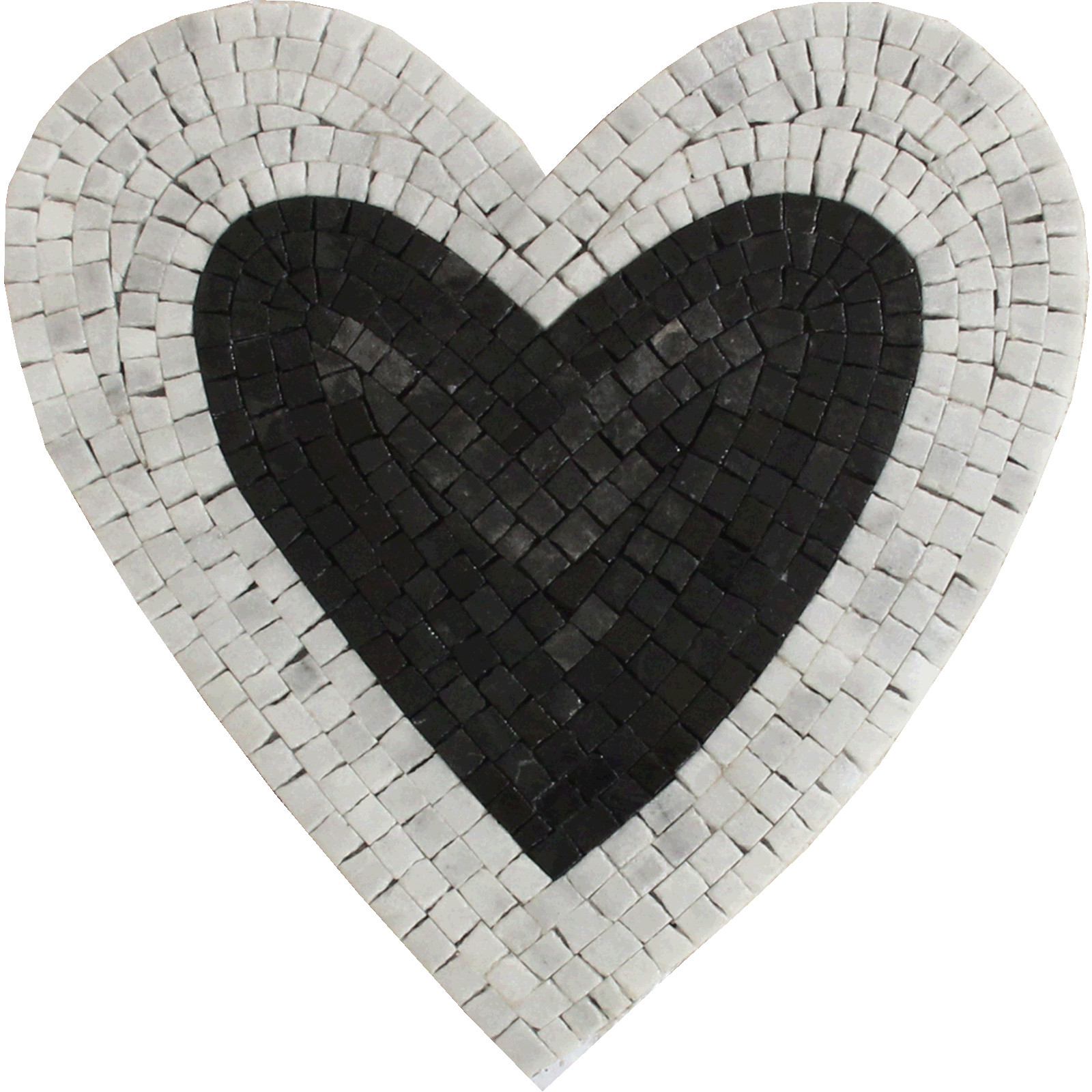 Mosaic Marble Black And White Heart INSERT Art Design 13×13 Inches