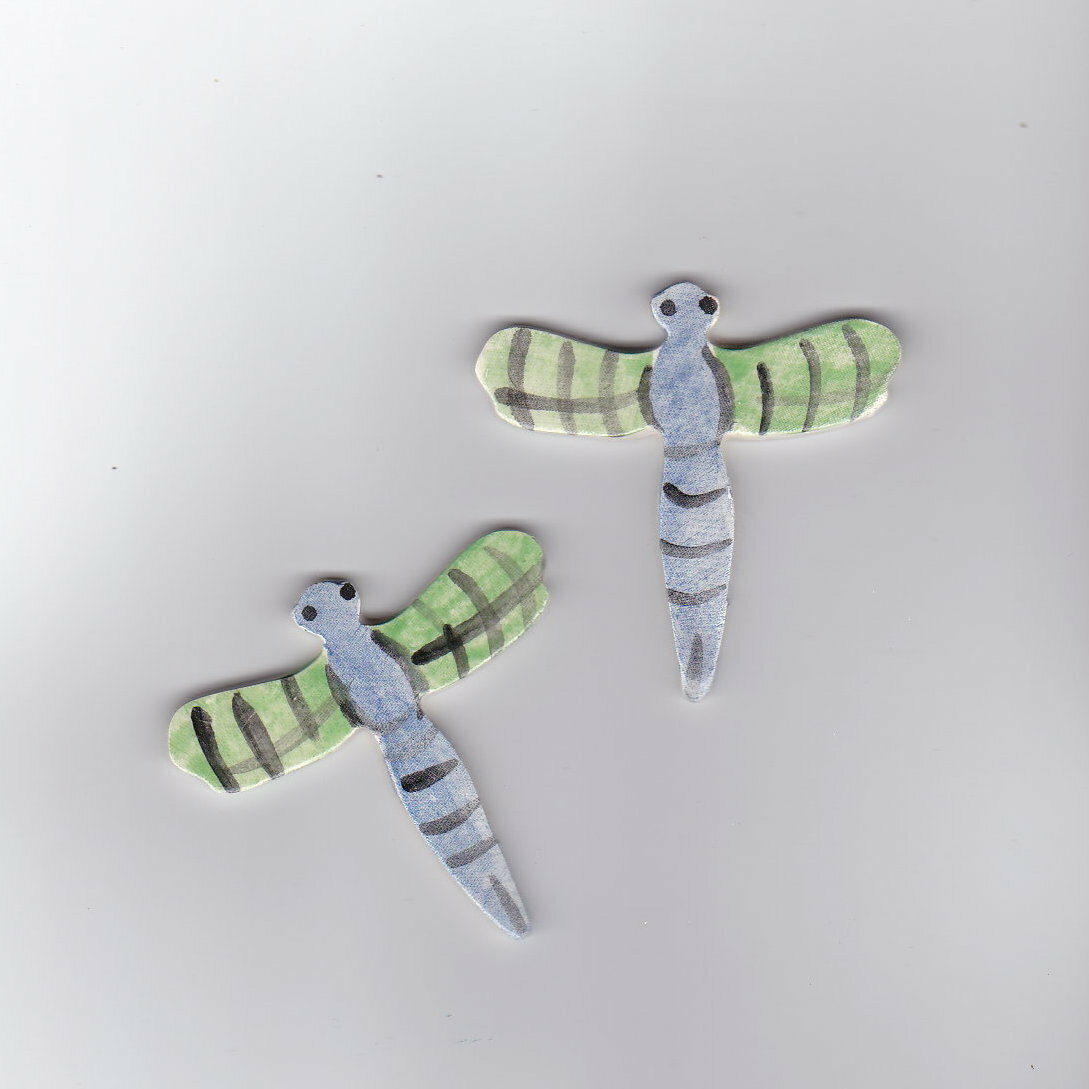 Mosaic Tiles cmksculptures set 2 dragonfly’s summer garden ceramic clay DF02