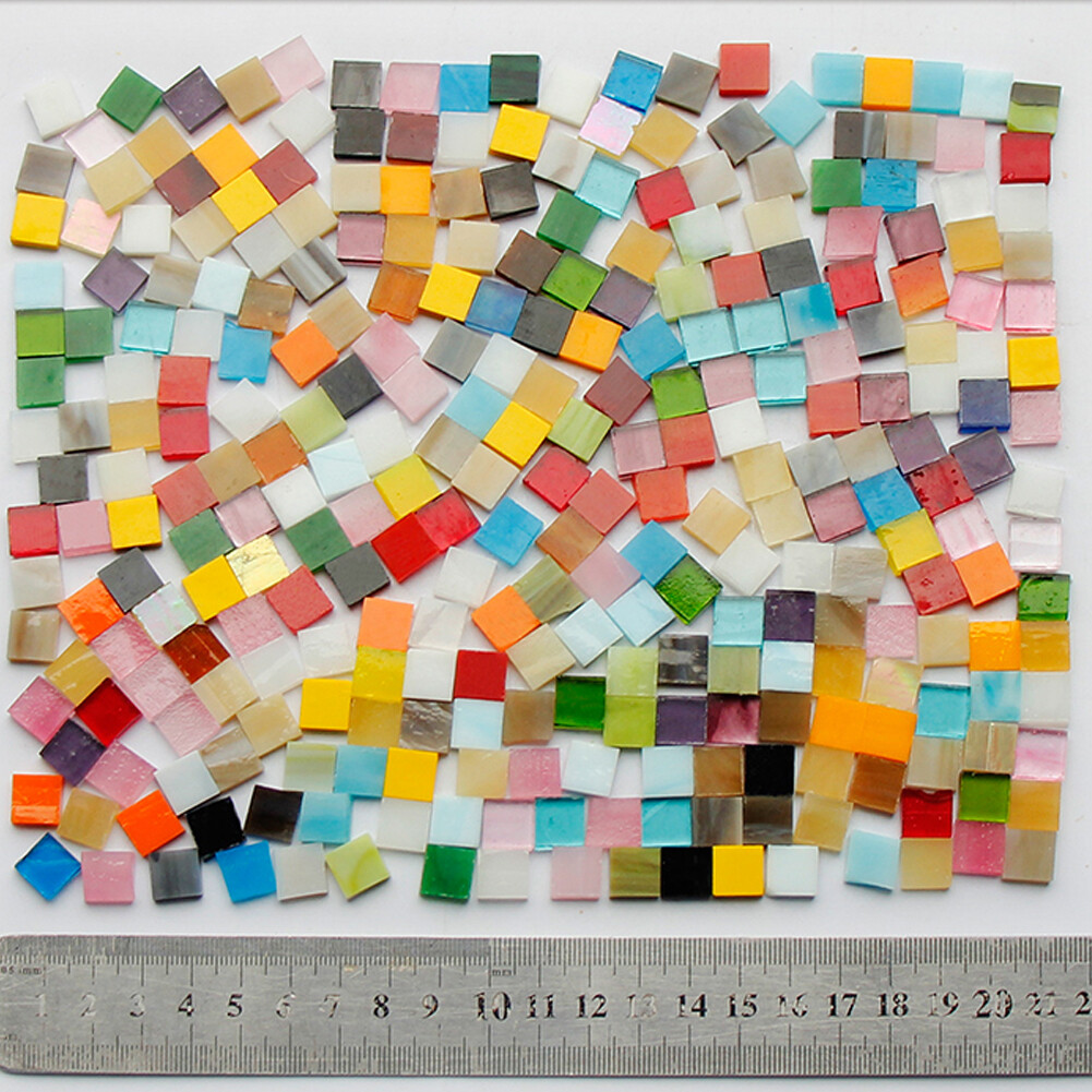 US 1100Pack Mosaic Tile Crafts Textured Stained Glass Decorations Assorted Color