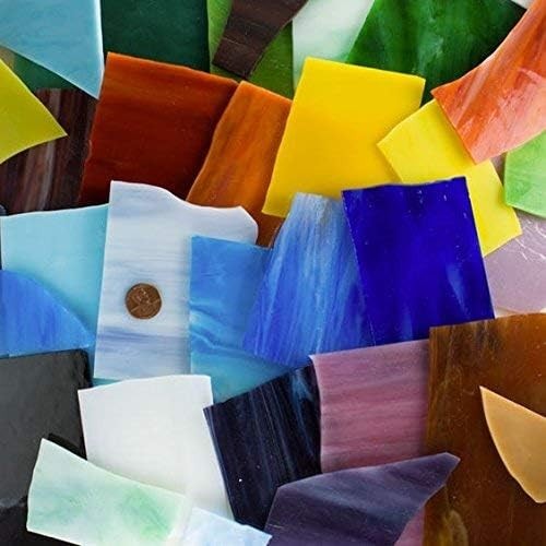 1kg Assorted Shapes Stained Glass Mosaic Pieces for Stunning Art Projects