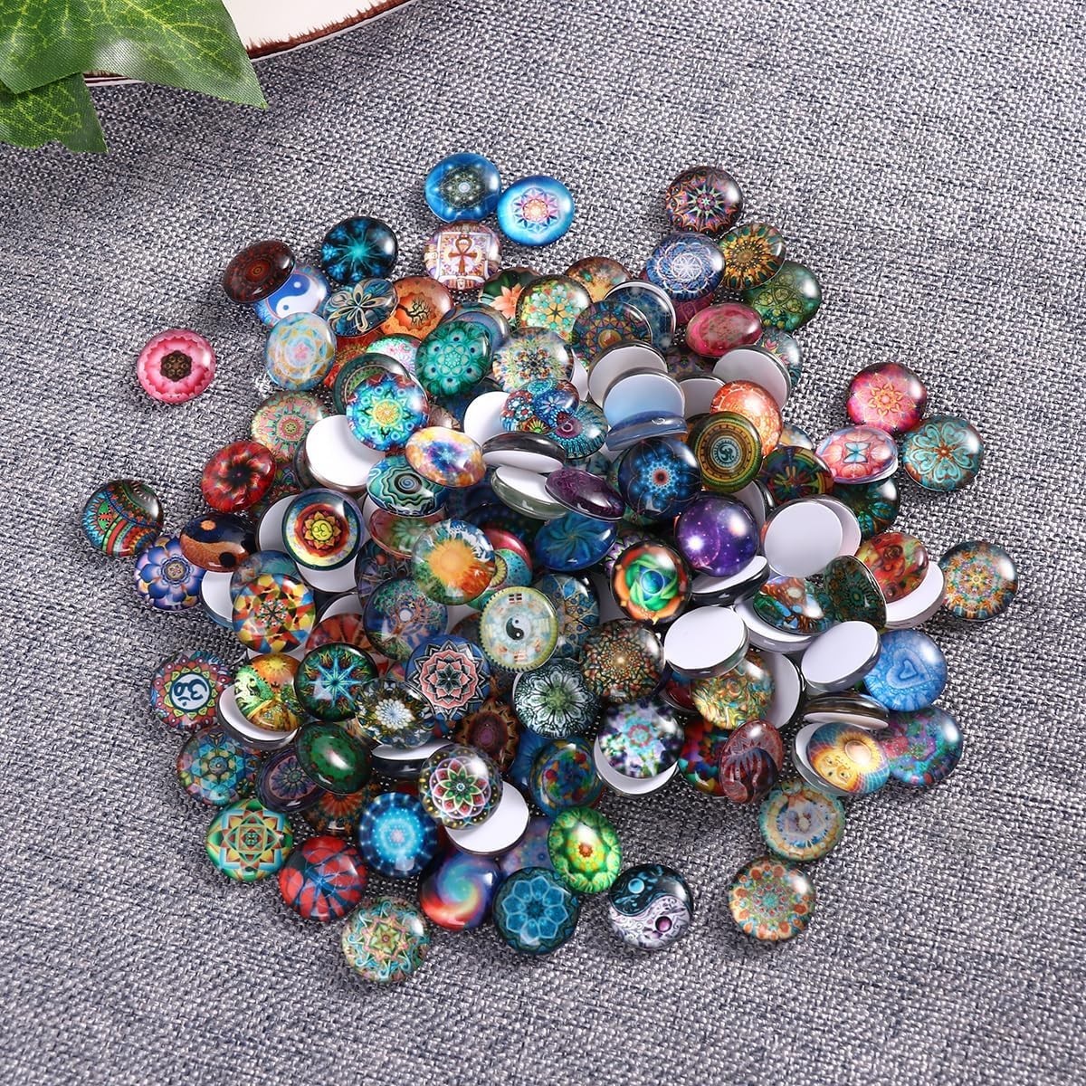 200pcs 12mm Mixed Round Mosaic Tiles for Crafts Glass Mosaic Supplies Flat Ma…