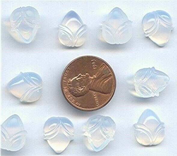 24 VINTAGE WEST GERMAN GLASS OPAL CARVED ACORN 12mm. CAMEOS R304
